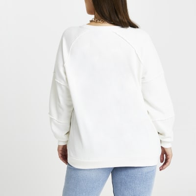 Plus white 'New York' embroidered sweatshirt