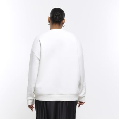 Plus white paris graphic sweatershirt