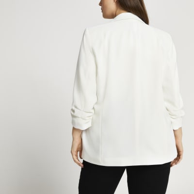 Plus white pocket detail blazer