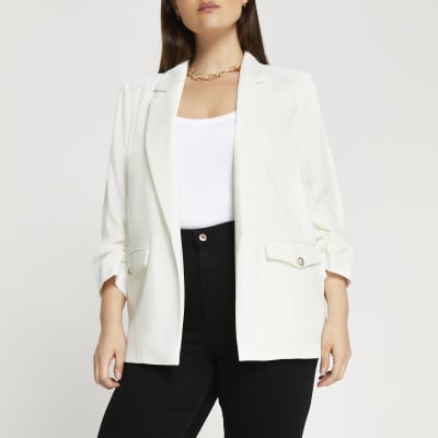 Plus white pocket detail blazer