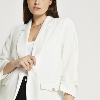 Plus white pocket detail blazer