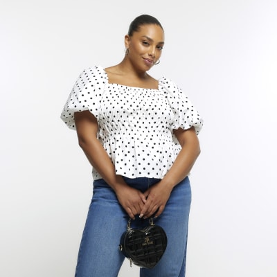 Plus size clearance white bardot top