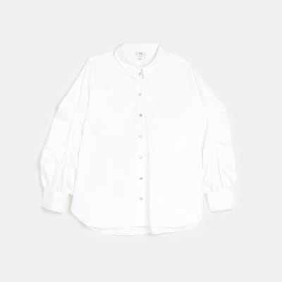 Plus white poplin long sleeve shirt