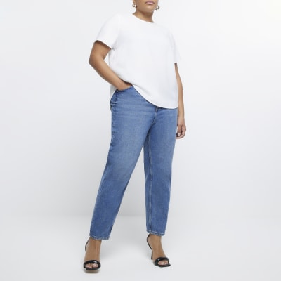 Plus white round neck t-shirt