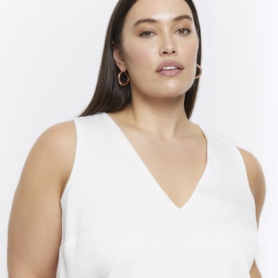 Plus white satin tank top | River Island