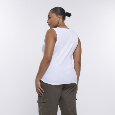 Plus white scoop neck tank top