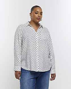 Plus white spotted shirt