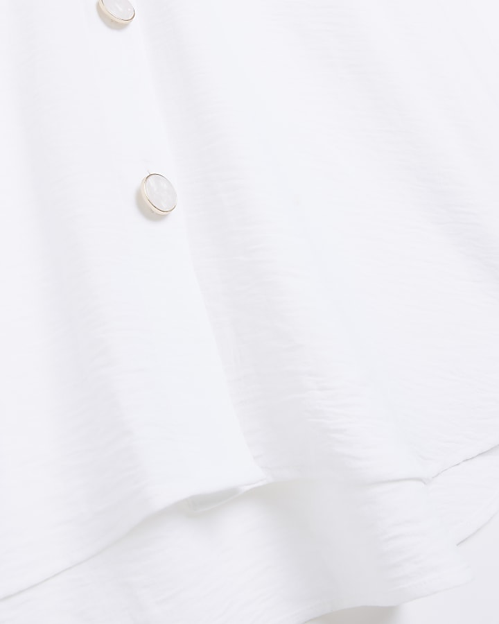 Plus white textured long sleeve shirt