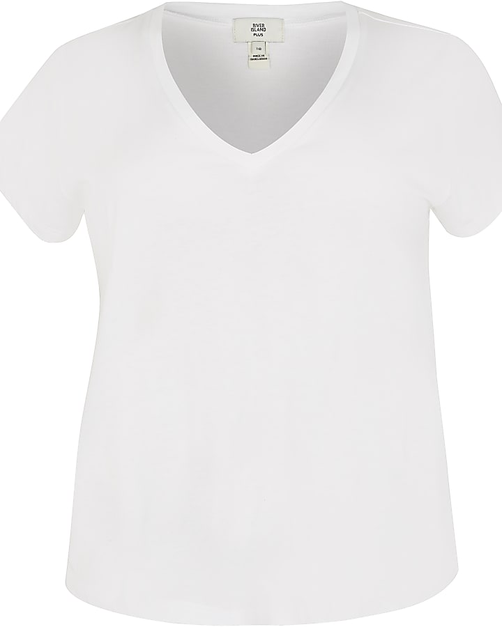 Plus white v-neck t-shirt