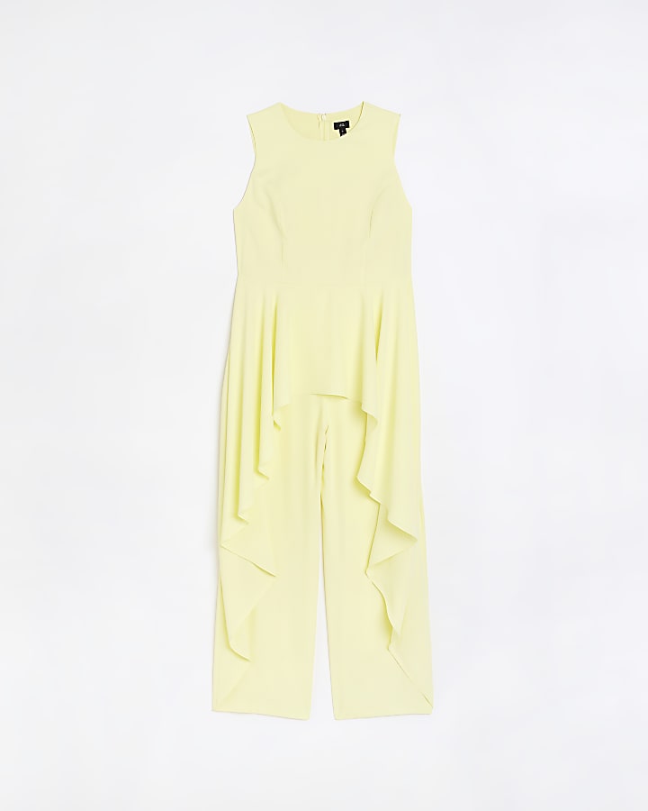 Plus yellow asymmetric frill jumpsuit