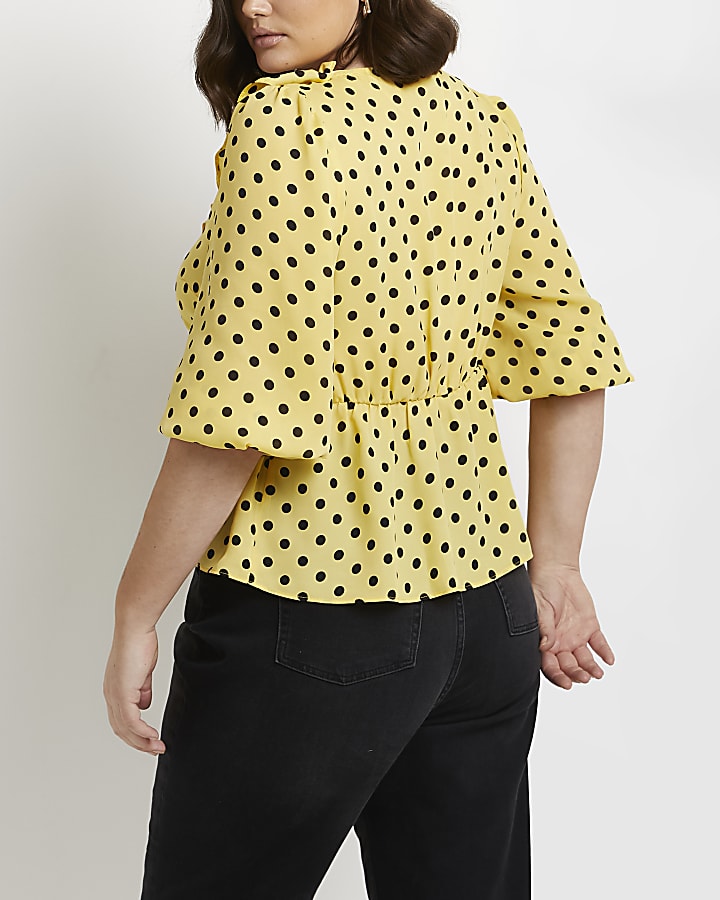 Plus yellow polka dot blouse