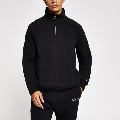 Prolific black half zip slim fit sweatshirt | River Island