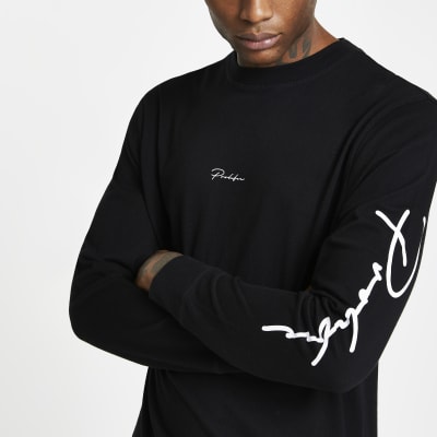 Prolific black long sleeve tshirt River Island