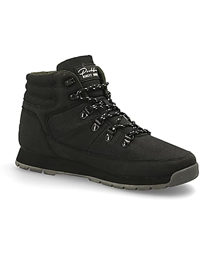 360 degree animation of product Prolific black mid top hiking boots frame-17