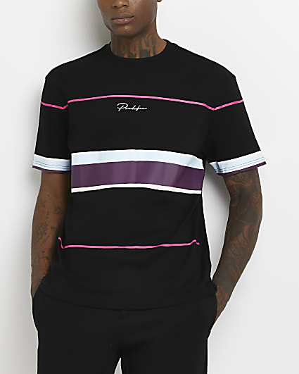 Prolific black regular fit stripe t-shirt