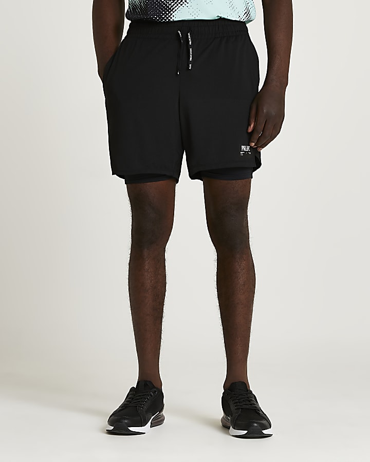 Prolific black slim fit active 2 in 1 shorts