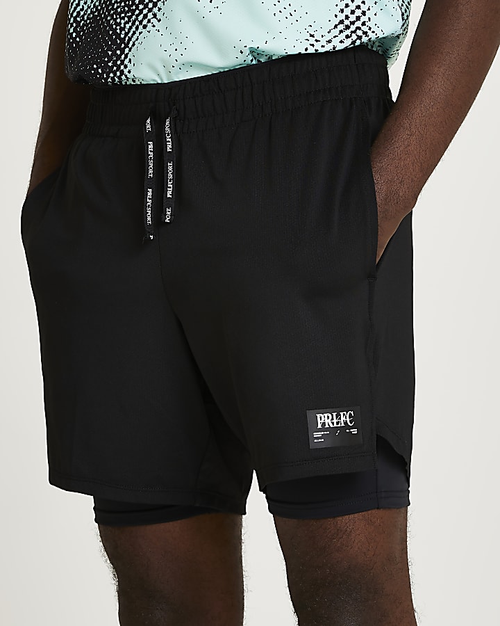 Prolific black slim fit active 2 in 1 shorts