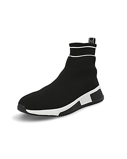 360 degree animation of product Prolific black sock runner trainers frame-0