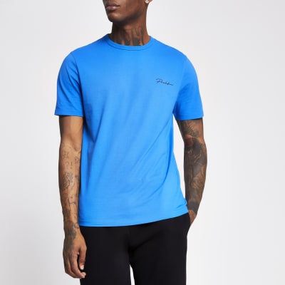 bright blue t shirt