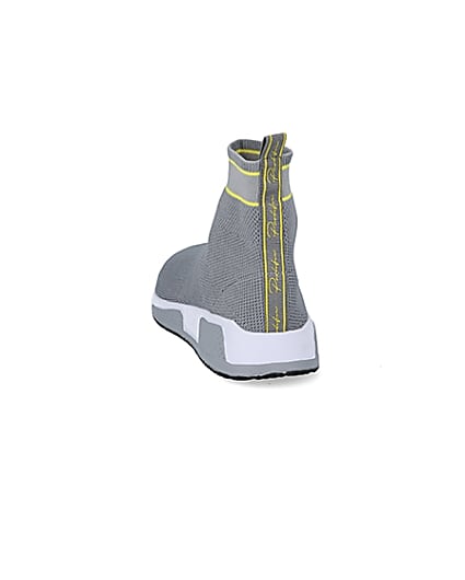 360 degree animation of product Prolific grey knitted high top sock trainers frame-8