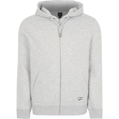 grey marl zip hoodie