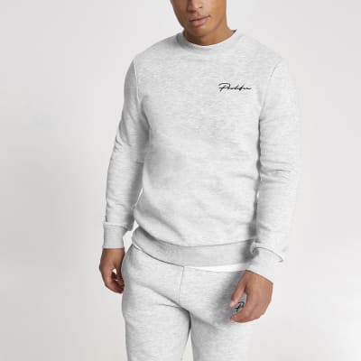 muscle fit grey hoodie