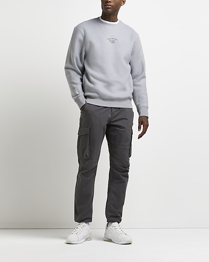 Prolific grey regular fit fleece sweatshirt