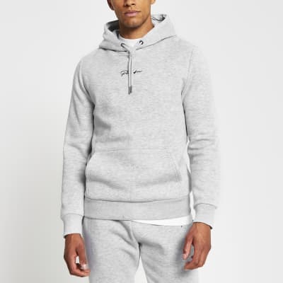 slim fit grey hoodie