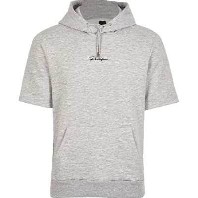 short sleeve grey hoodie