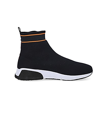 360 degree animation of product Prolific navy knitted high top sock trainers frame-15