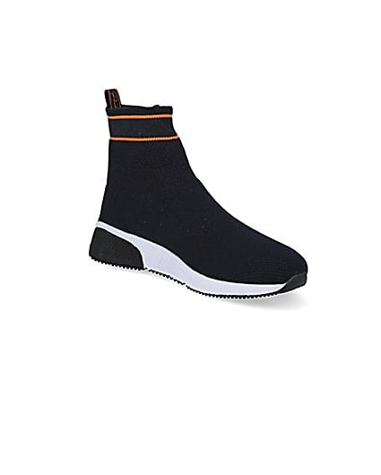 360 degree animation of product Prolific navy knitted high top sock trainers frame-18