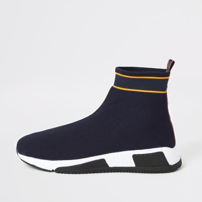 river island navy trainers