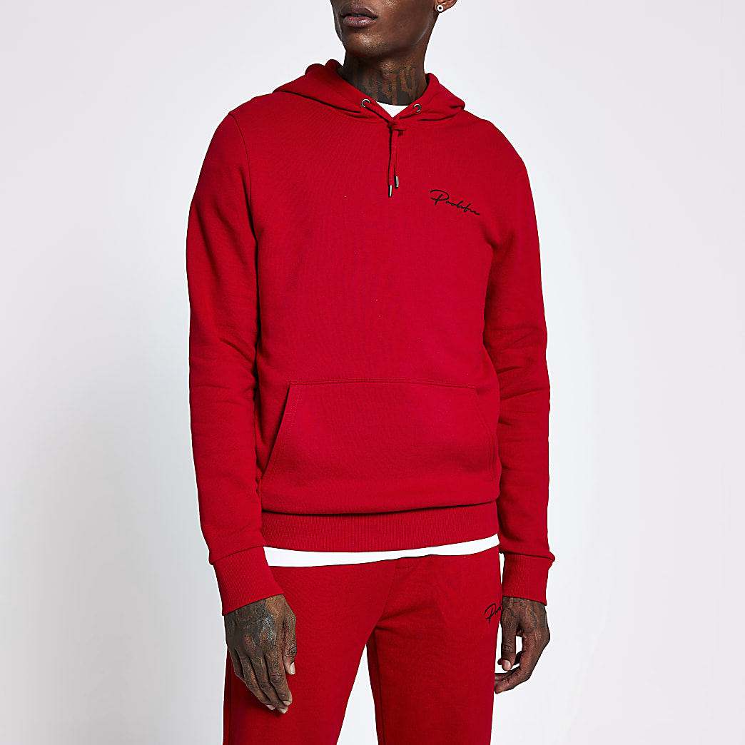 Prolific red slim fit hoodie | River Island