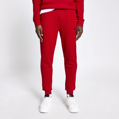 red slim fit pants
