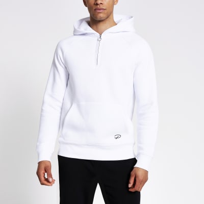 white half zip hoodie