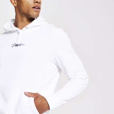 white slim fit hoodie