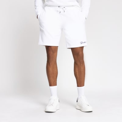 slim fit white shorts