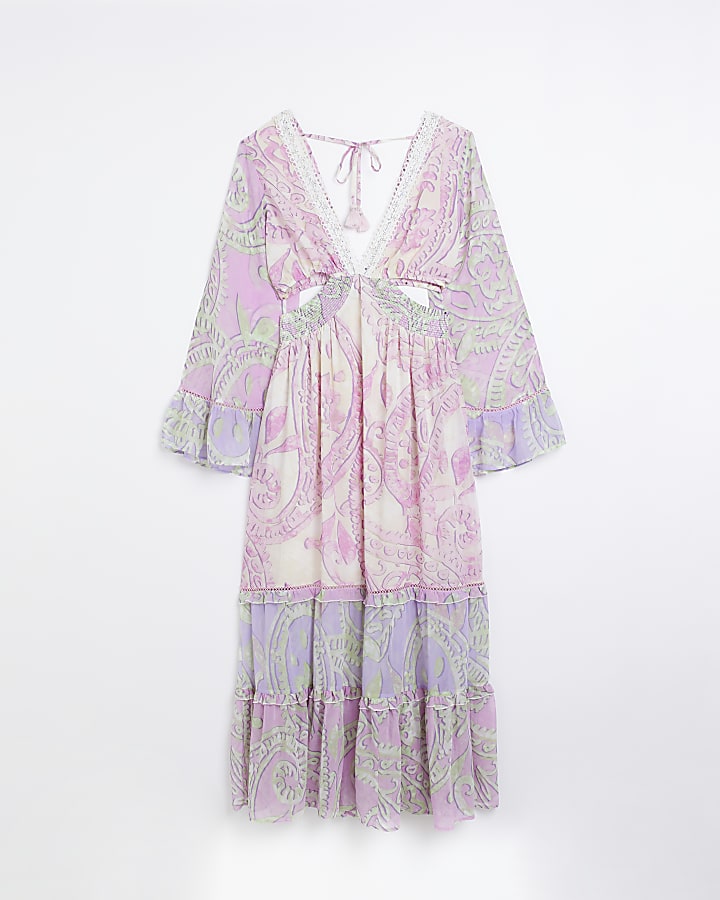 Purple Bell Sleeve Maxi dress