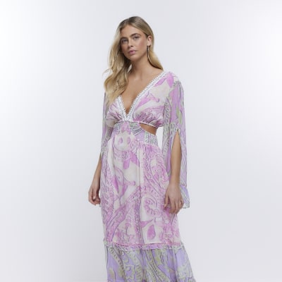 Purple Bell Sleeve Maxi dress