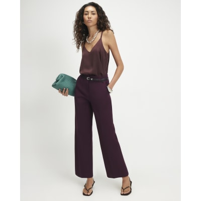 Belted Cropped Straight Leg Trousers