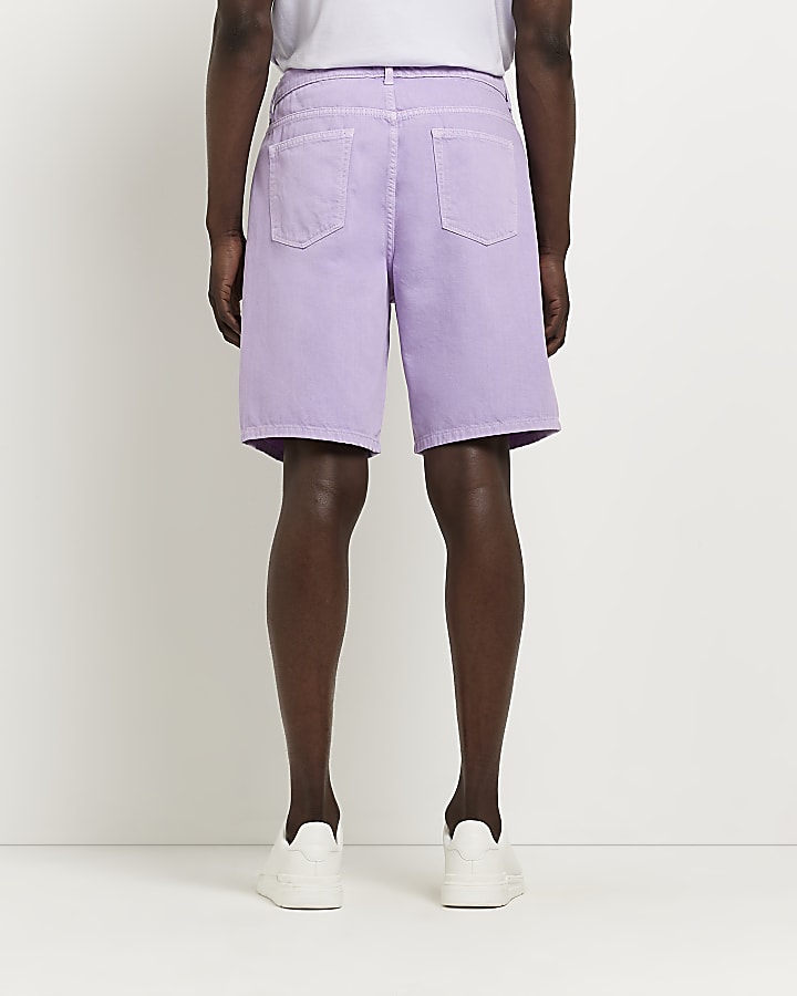 Purple Bermuda denim shorts