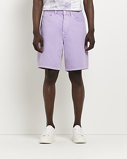Purple Bermuda denim shorts