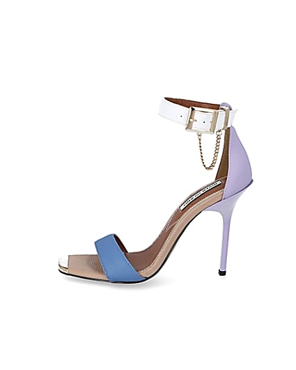 360 degree animation of product Purple blocked barely there heeled sandals frame-3