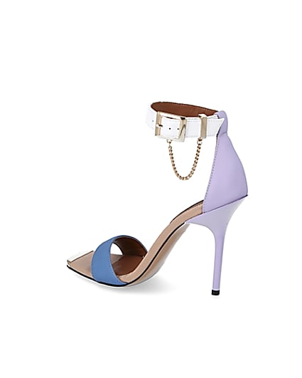 360 degree animation of product Purple blocked barely there heeled sandals frame-5