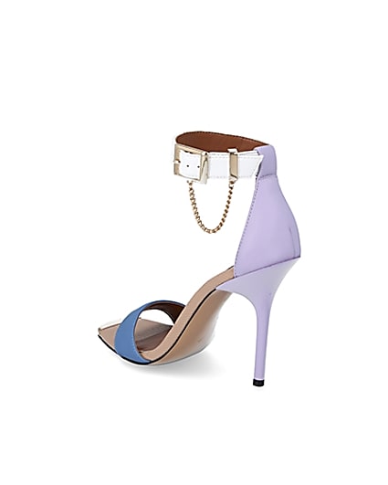 360 degree animation of product Purple blocked barely there heeled sandals frame-6