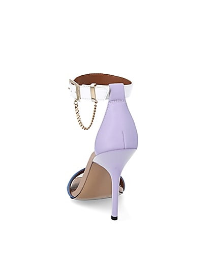 360 degree animation of product Purple blocked barely there heeled sandals frame-8