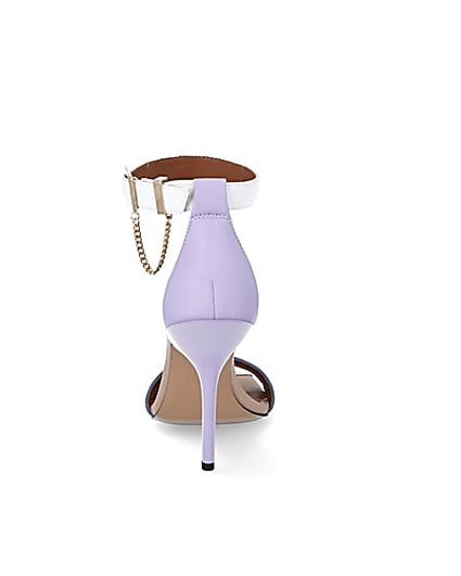 360 degree animation of product Purple blocked barely there heeled sandals frame-9