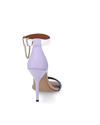 360 degree animation of product Purple blocked barely there heeled sandals frame-10