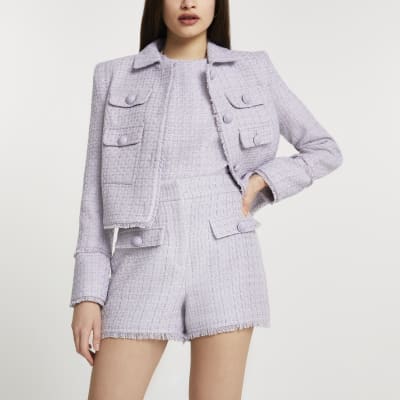 Purple boucle shorts