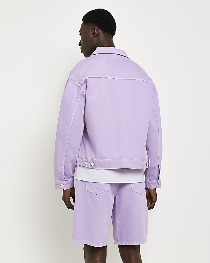 Purple Boxy fit denim jacket